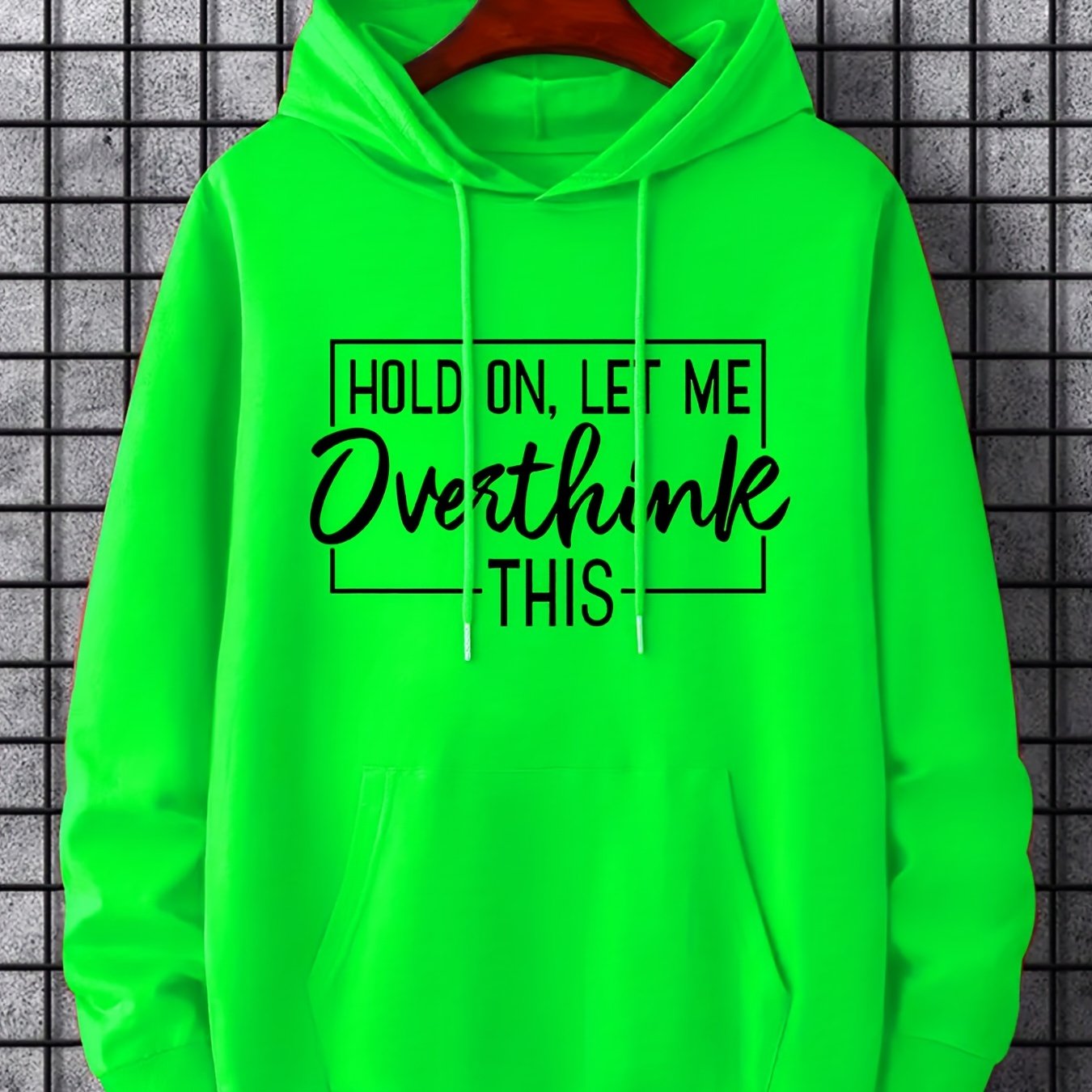 Hoodies For Men, Funny 'Overthink' Print Hoodie, Men's Casual Pullover Hooded Sweatshirt With Kangaroo Pocket For Spring Fall, As Gifts