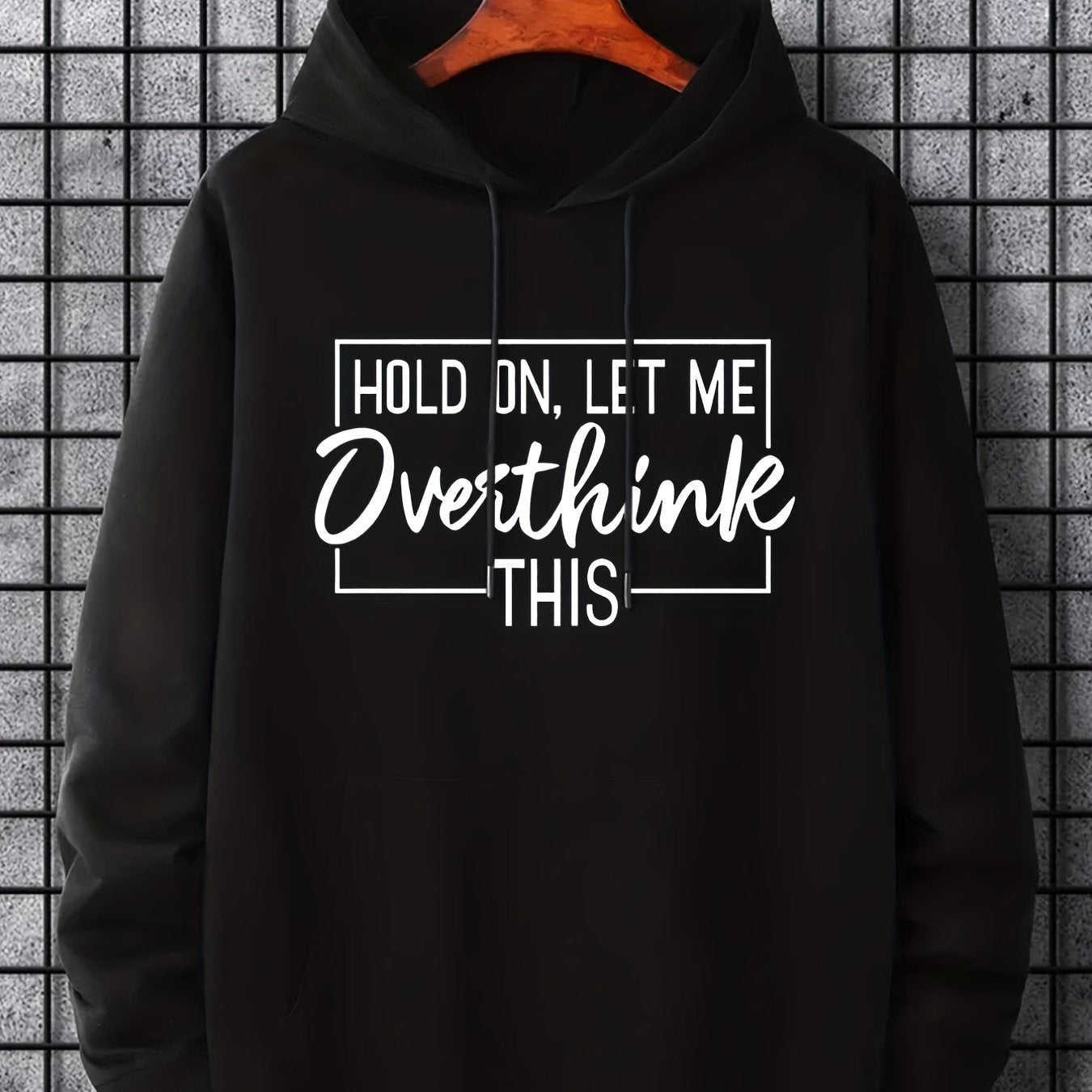 Hoodies For Men, Funny 'Overthink' Print Hoodie, Men's Casual Pullover Hooded Sweatshirt With Kangaroo Pocket For Spring Fall, As Gifts