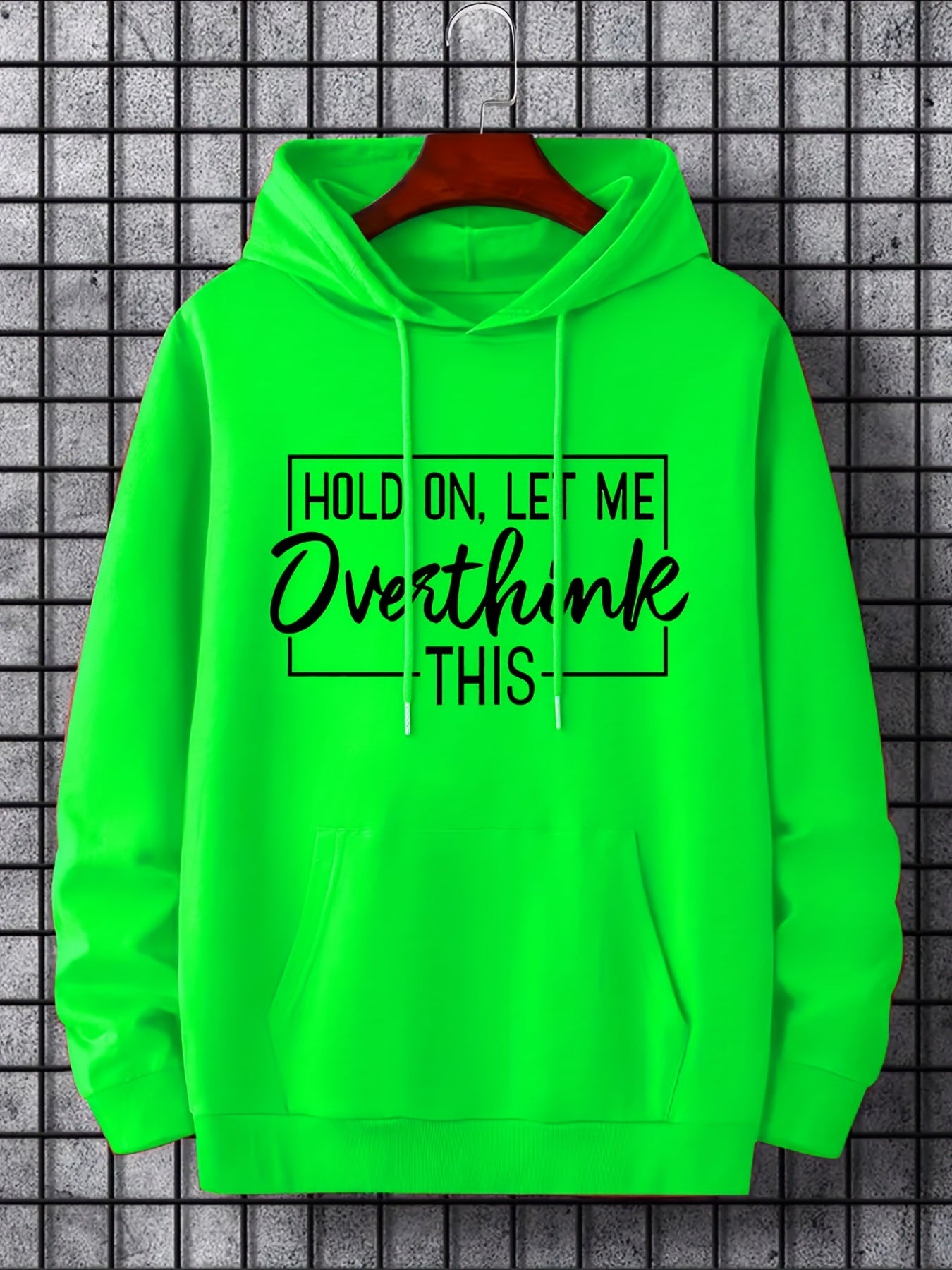 Hoodies For Men, Funny 'Overthink' Print Hoodie, Men's Casual Pullover Hooded Sweatshirt With Kangaroo Pocket For Spring Fall, As Gifts