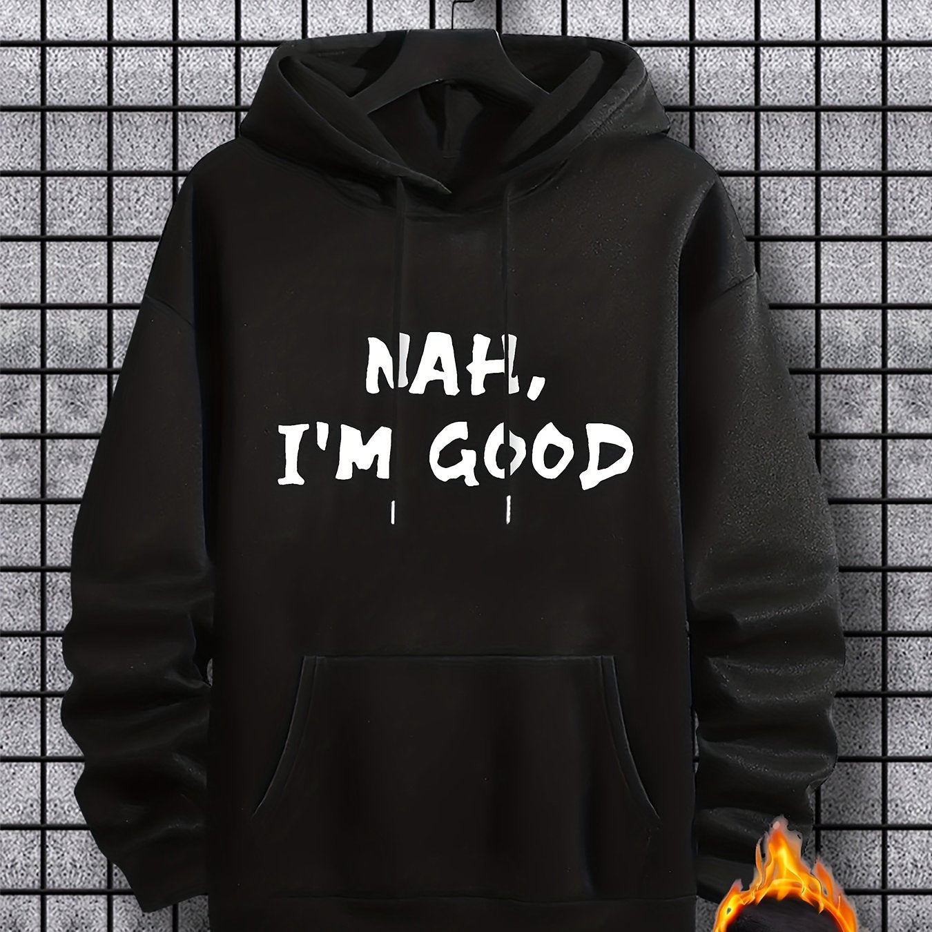 I'm Good Print Hoodie, Cool Hoodies For Men, Men's Casual Graphic Design Pullover Hooded Sweatshirt With Kangaroo Pocket Streetwear For Winter Fall, As Gifts