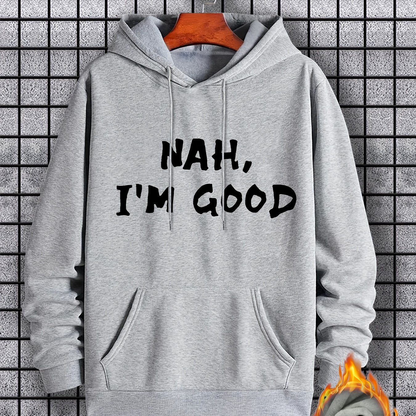 I'm Good Print Hoodie, Cool Hoodies For Men, Men's Casual Graphic Design Pullover Hooded Sweatshirt With Kangaroo Pocket Streetwear For Winter Fall, As Gifts