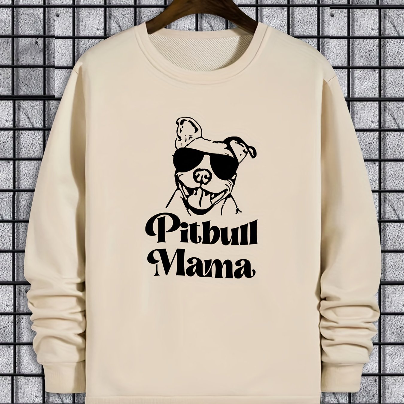 Cute Dog Print Trendy Sweatshirt, Men's Casual Graphic Design Slightly Stretch Crew Neck Pullover Sweatshirt For Autumn Winter