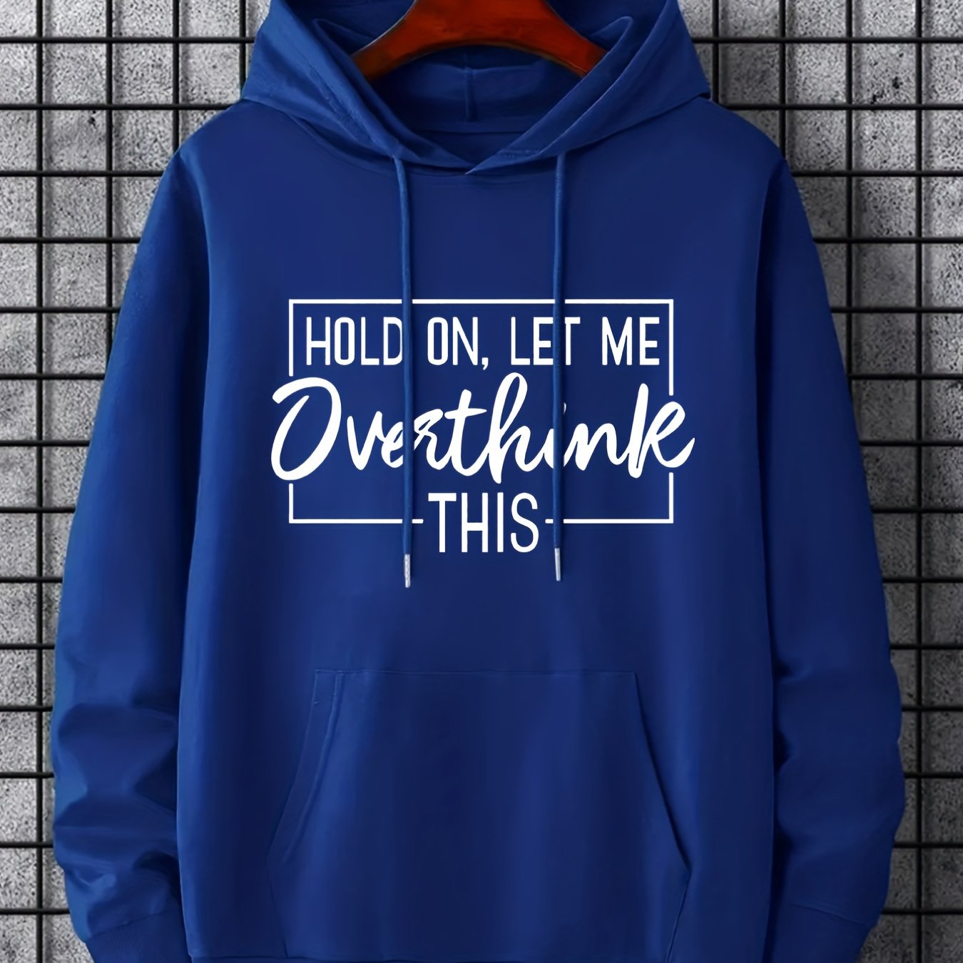 Hoodies For Men, Funny 'Overthink' Print Hoodie, Men's Casual Pullover Hooded Sweatshirt With Kangaroo Pocket For Spring Fall, As Gifts