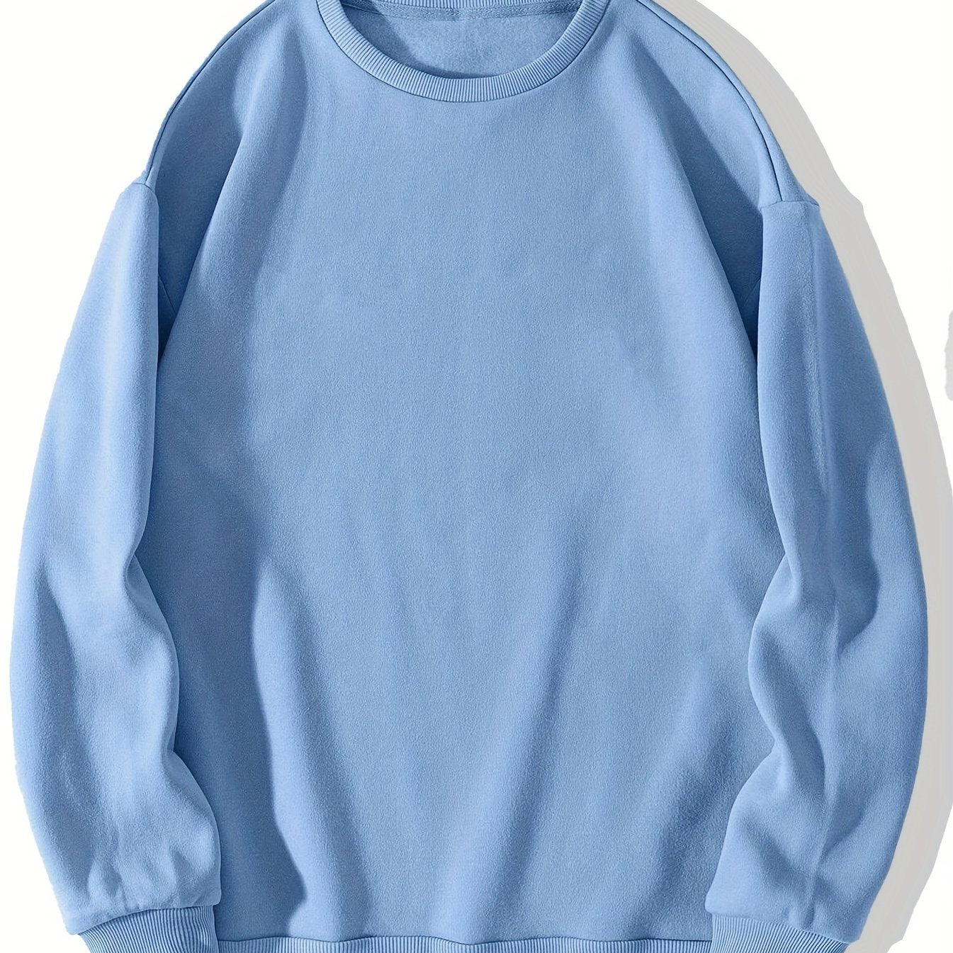 Trendy Solid Sweatshirt, Men's Casual Basic Crew Neck Pullover Sweatshirt For Men Fall Winter