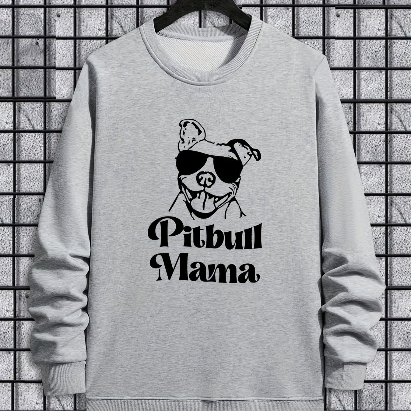 Cute Dog Print Trendy Sweatshirt, Men's Casual Graphic Design Slightly Stretch Crew Neck Pullover Sweatshirt For Autumn Winter